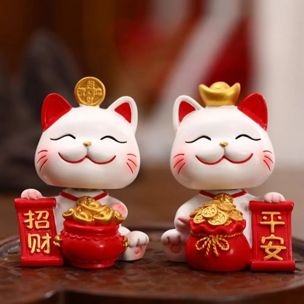 Gifts Japanese Lucky Cat Figurines Cute Creative Wealth Fortune Sculpture Kawaii New Year Fortune Cat Office