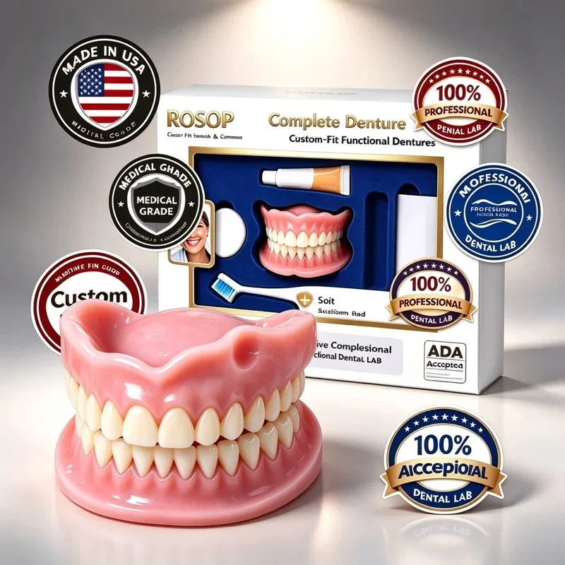 Handmade Silicone Upper Lower Fake Teeth, Instant Smile Simulation Veneers, Oral Beauty Accessory Kit with JJ4936