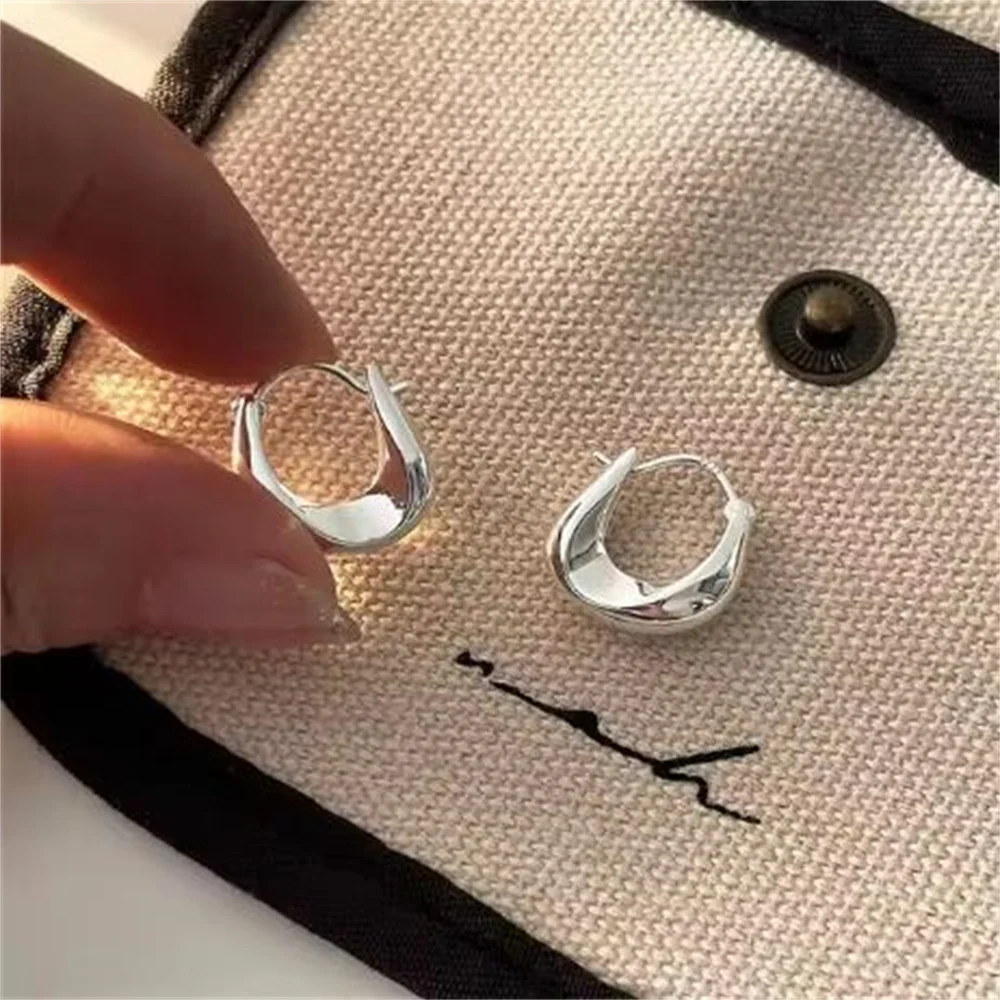 2024 Irregular Geometric Plain Hoop Earrings for Women Simple Glossy Earrings Versatile Earrings Earrings Wholesale