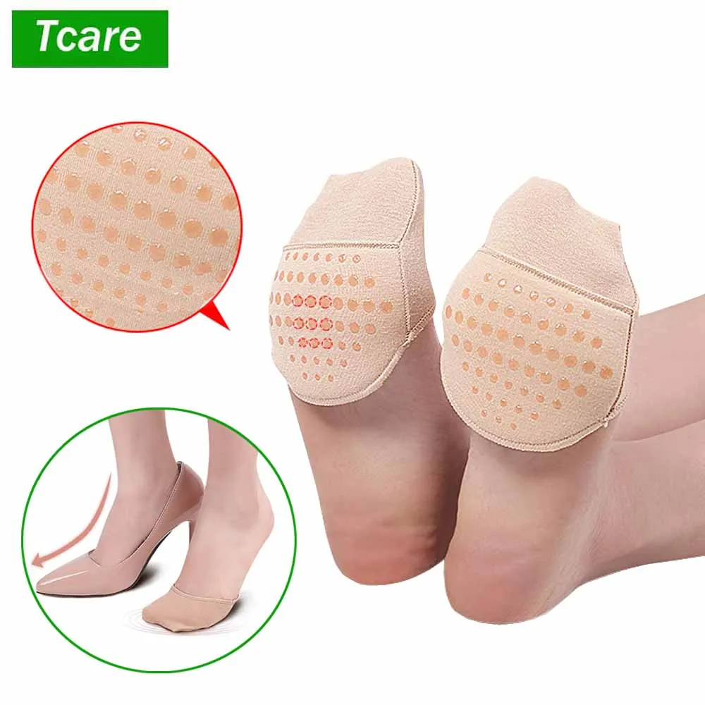 Tcare 1 Pair Breathable Women\'s Invisible Toe Cover with Padding Toe Topper Liner Socks Non-Skid Bottom for High Heels Cushions