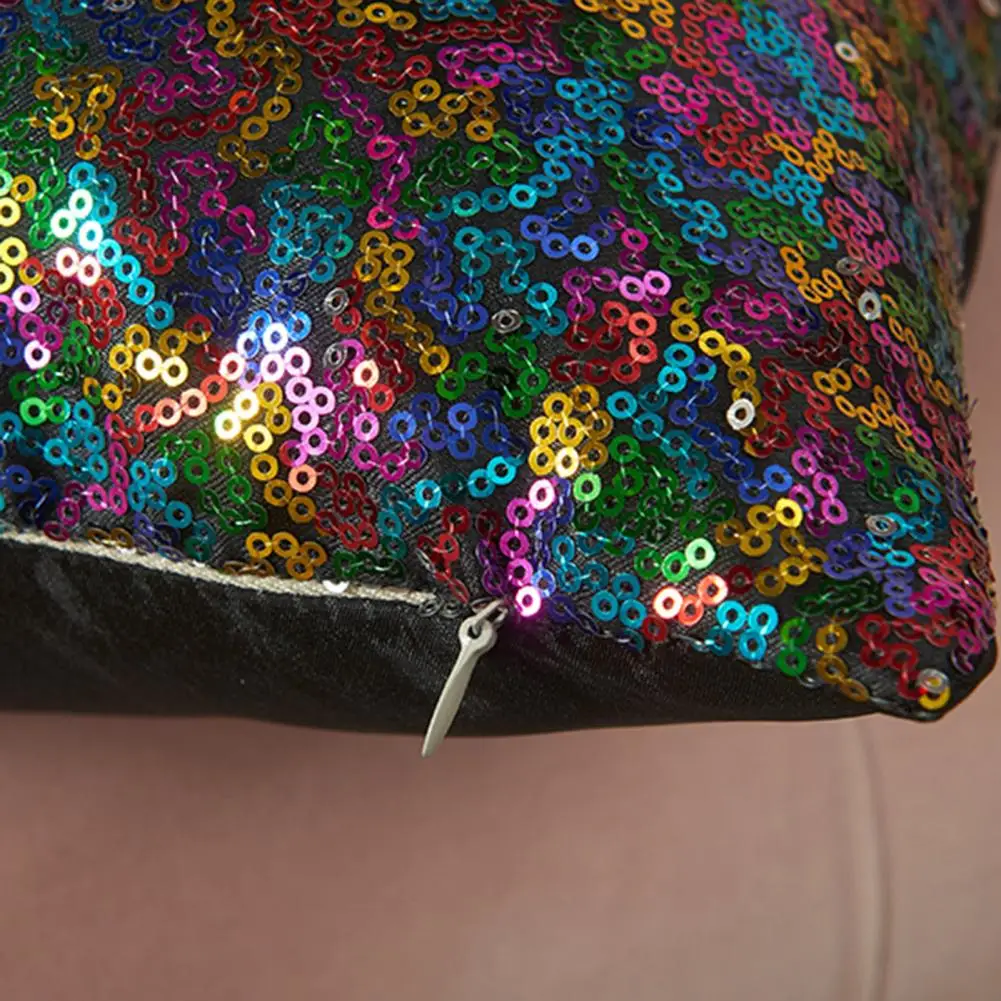 Comfortable Pillowcase Decorative Pillowcase Sequin Pillowcase Decorative Cushion Cover Sparkling Throw Pillow for Sofa Bedroom