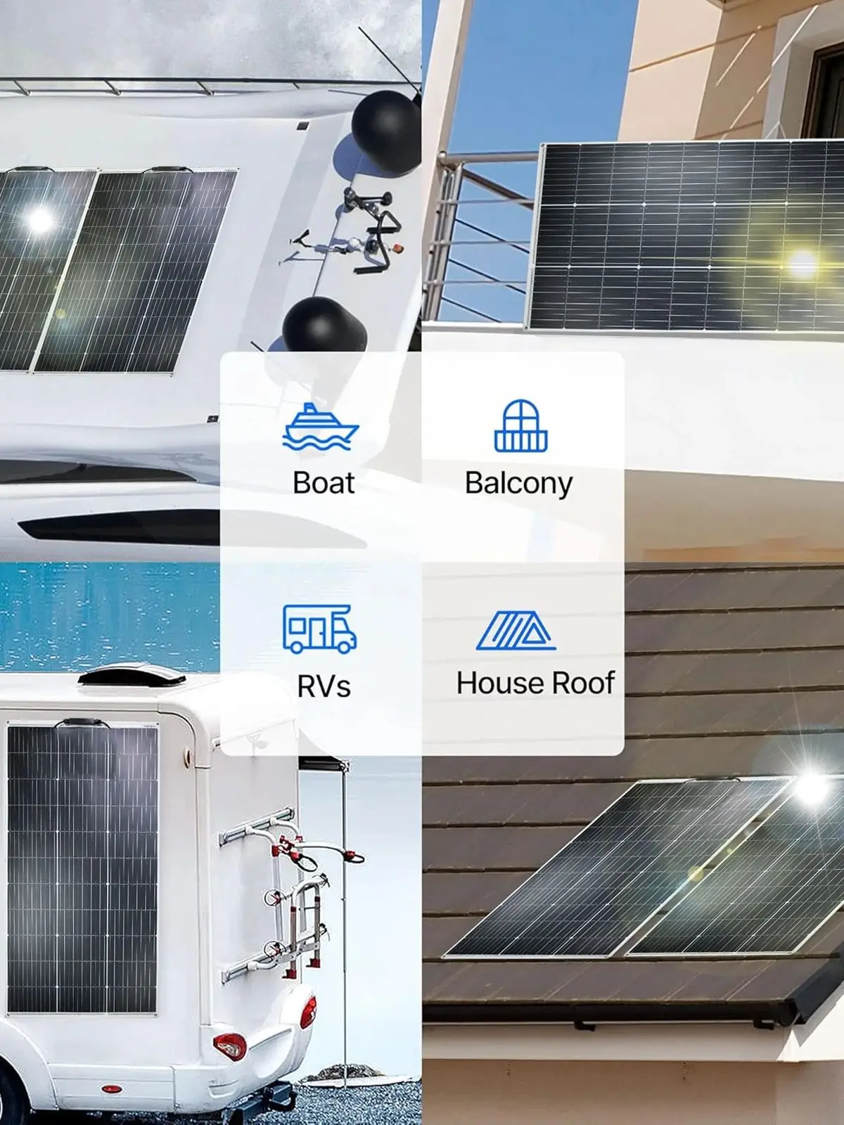 2 Stück 125W flexibles monokristallines Solarpanel, insgesamt 250W 12V, wasserdichte, biegbare Solarzellen für Wohnmobil, Wohnwagen, Boot, Yacht, Camping, netzunabhängige Stromversorgung