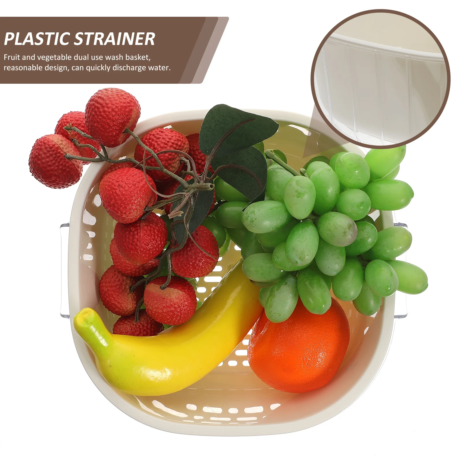 

Double Layer Draining Basket PP Pet Material Fruit Vegetable Wash Strainer Kitchen Storage Tool Draining Washing Basket