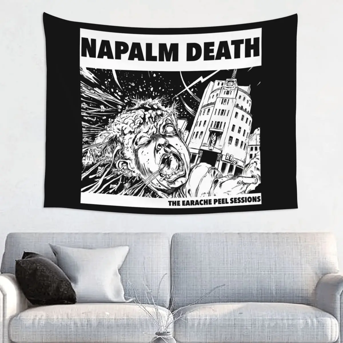 Черный гобелен на заказ с изображением тяжелого металла группы Napalm Death Grindcore, хиппи, декор комнаты, гобелены, настенные украшения для спальни, украшение для дома