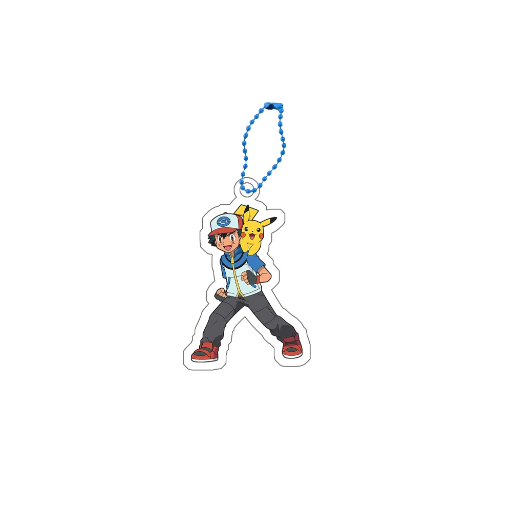 Pokemon Anime Pikachu Ash Ketchum Key Chain Kawaii Girl Knapsack Pendant Cartoon Mobile Phone Backpack Schoolbag Accessories