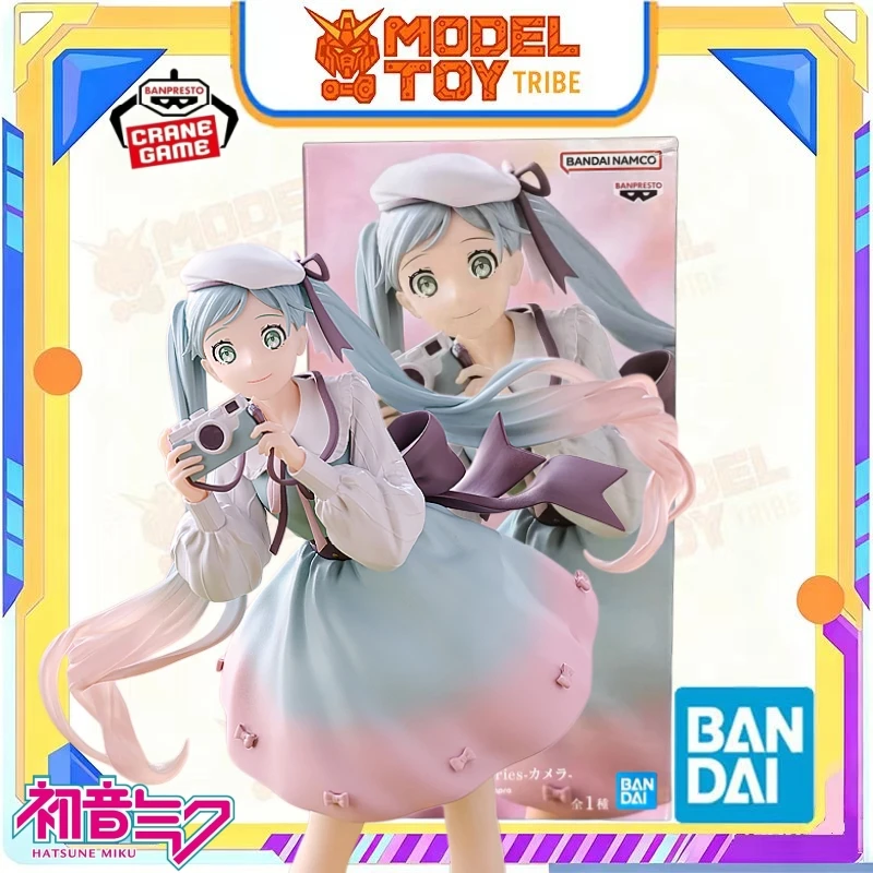 In-Stock Japan Bandai Original Anime Banpresto 20cm Hatsune Miku Holiday Memories Camera Travel Ver. Prize Figure Model Toy Gift