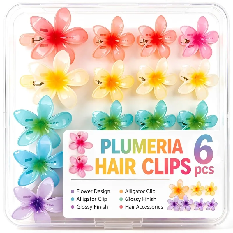 Fashion Duckbill Hair Clip Gradient Acrylic Hawaii Summer Elegant Floral Women Girls Tropical Flower Claw Hair Accessories Style