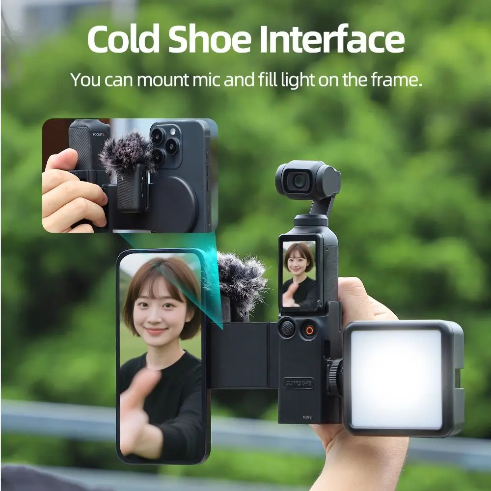 

2-in-1 Magnetic Phone Holder Set Anti-Drop Stable Expansion Bracket Adapter With Wrist Strap for DJI Osmo Pocket 3