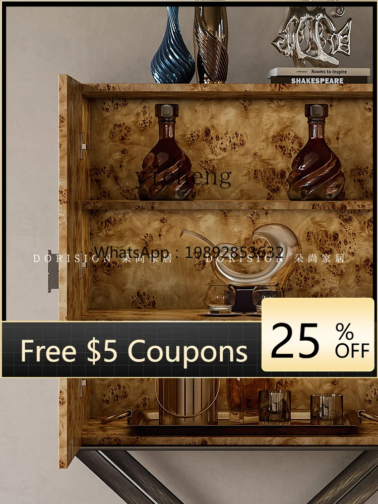 

ZZ minimalist tall light luxury decorative cabinet solid wood storage dining side bucket cabinet living room entrance cabinet