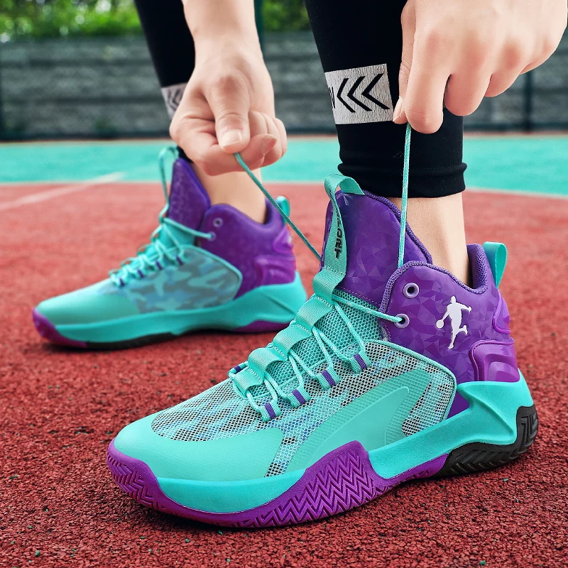Trendy Men High-top Basketball Shoes Street Couple Basketball Sneakers Teenagers Breathable Athletic Shoes Outdoor Sport Sneaker