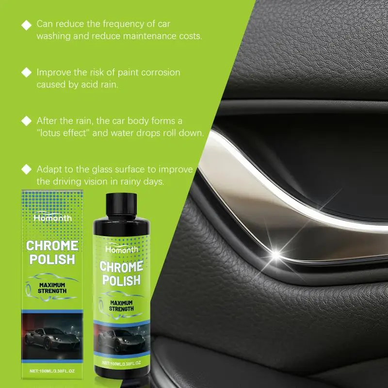 Car Chrome Aluminum Metal Polish Remove Oxidation Restore Brilliance All in One Protectant for Vehicle Exterior Care