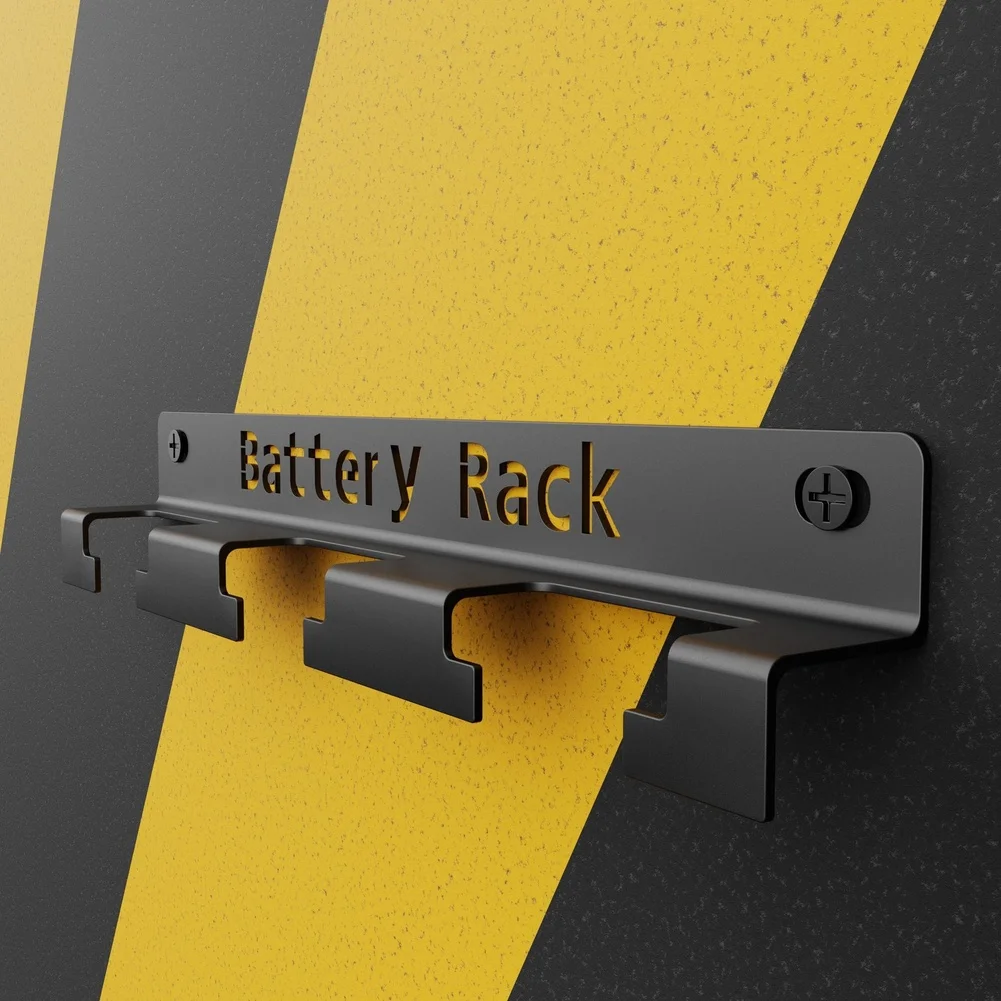 

3 Slot Organizer Wall Battery Holder Wall-mounted Design Three-slot Capacity Carbon Steel Construction For Garage Storage