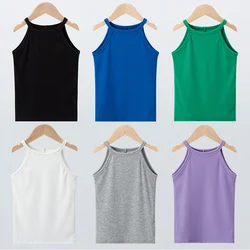 1/6 Piece Children's Four Seasons Camisole Girl Solid Color Fashion Sleeveless T-shirt Multi-color Matching Combination Top.