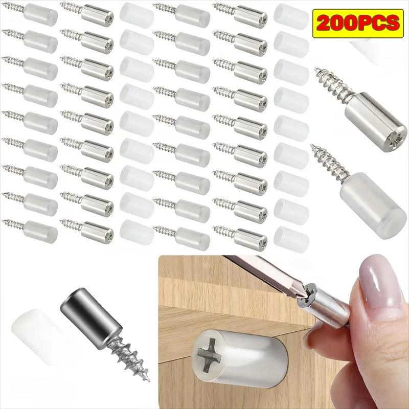 20-200pcs Self-Tapping Screws with Anti-Slip Sleeves Shelf Brackets Layer Plate Holder for Wood Glass Cabinets Support Pegs