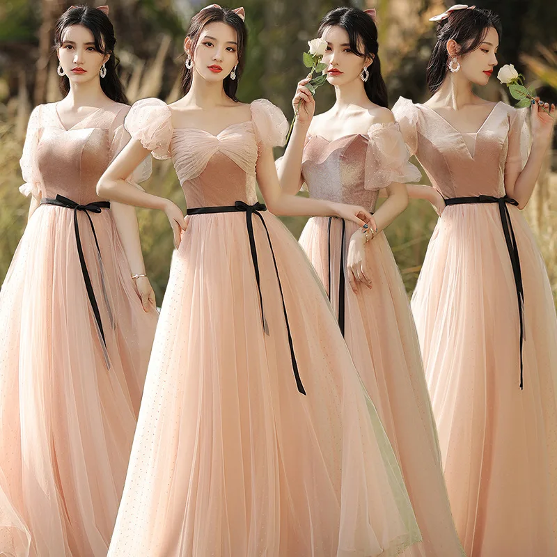 

Pink Fairy Lace Bridesmaid Dresses Long Style New Summer Bridesmaid Group Dress Girlfriend Dress Daily Evening Dress