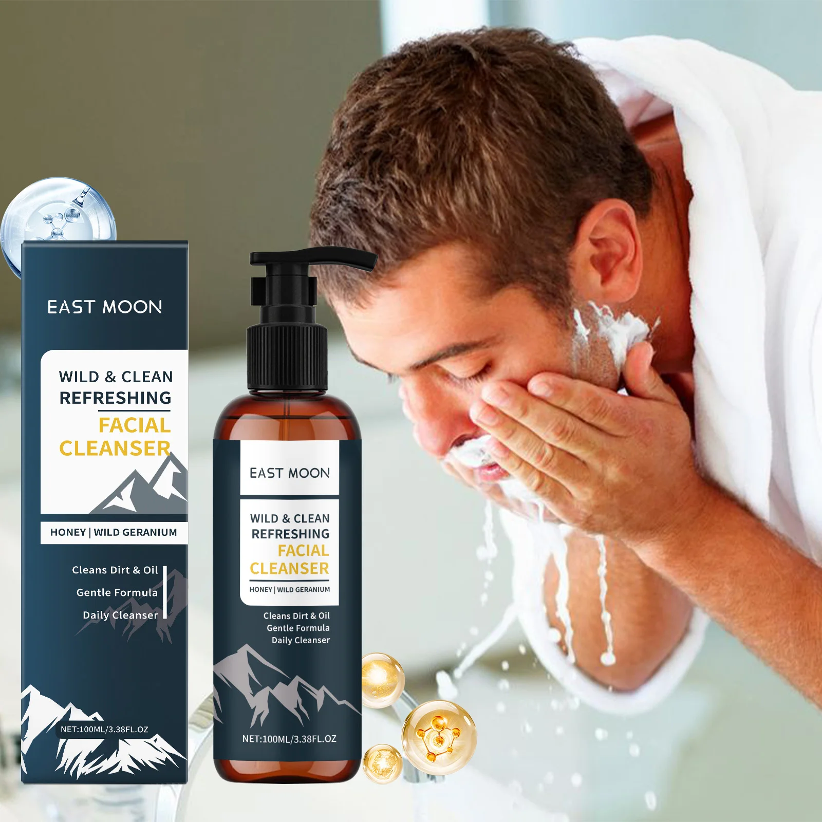 

Men's Nourishing Facial Cleanser Refine Pores Brightening Gentle Oil Control Face Wash for Deep Cleansing & Refreshing Skin