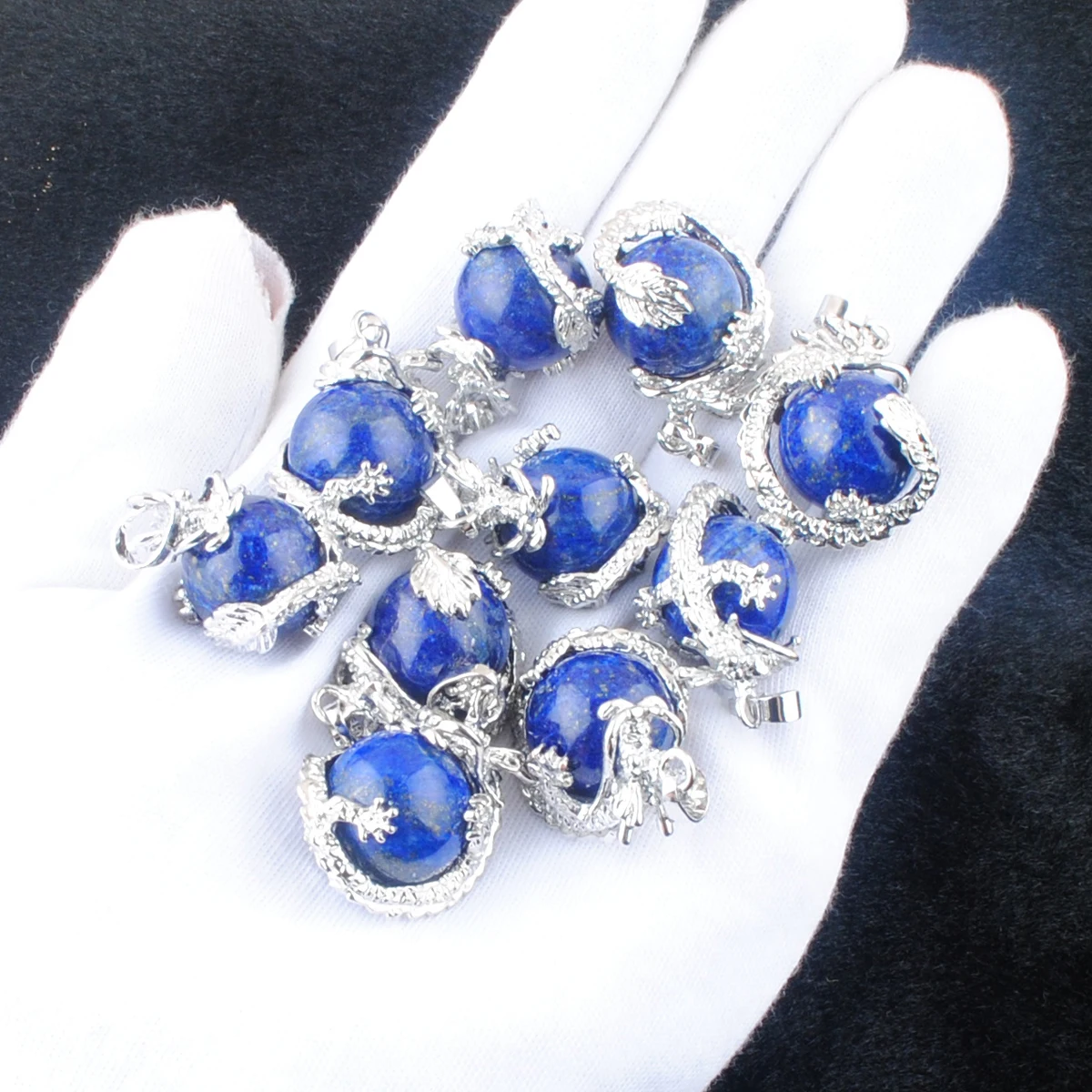 

Модные круглые подвески из натурального камня лазурита, обертка дракона, Рейки, чакра, исцеляющий амулет, ювелирные изделия, оптовая продажа, 10 шт., AN3133