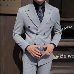 (Jacket+Vest+Pants) 7XL Design Men Suits Business Costume Homme Wedding Dress Groom Tuxedo Slim Fit Prom Double Breasted Blazers