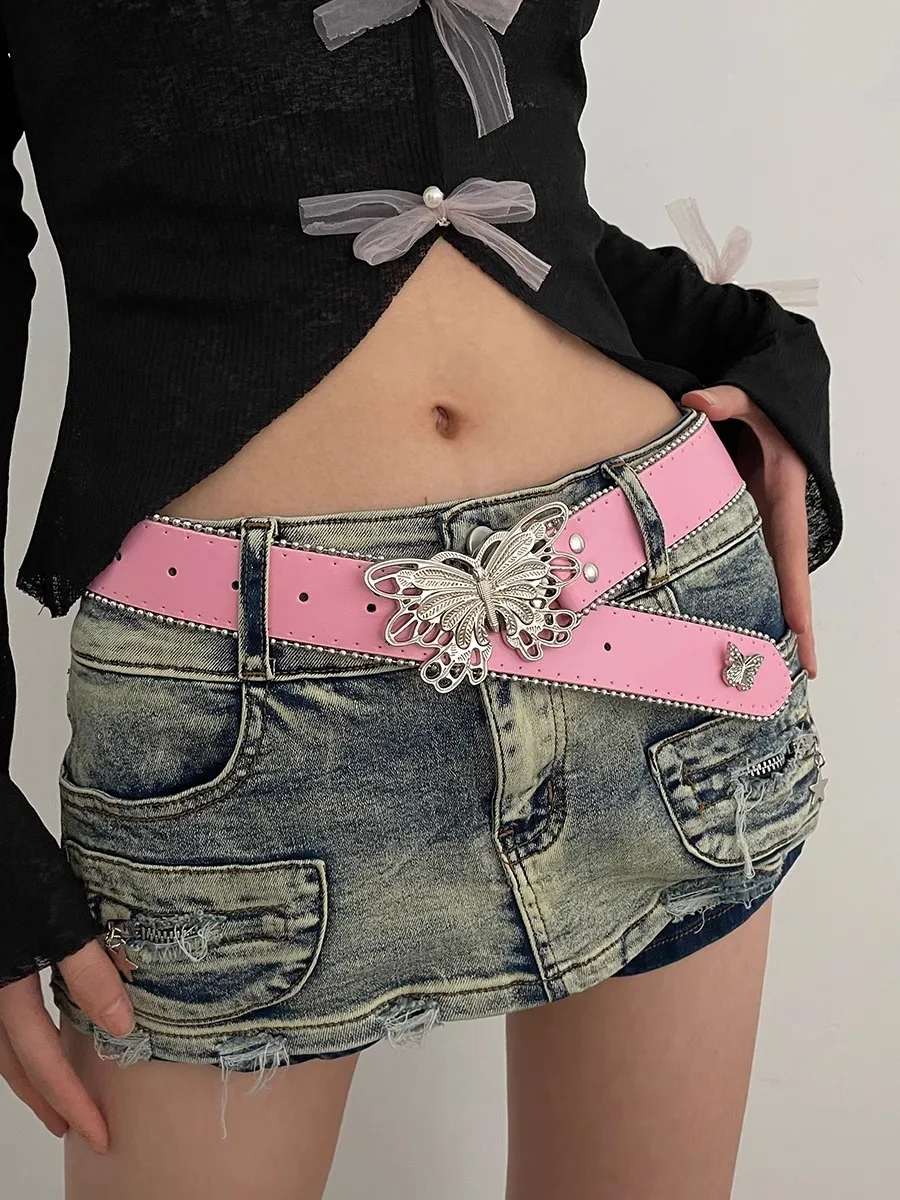 Barbie-Cinturón de mariposa con cinturón para pantalones vaqueros, Rosa Millennial Spice Y2K N, novedad de 2024