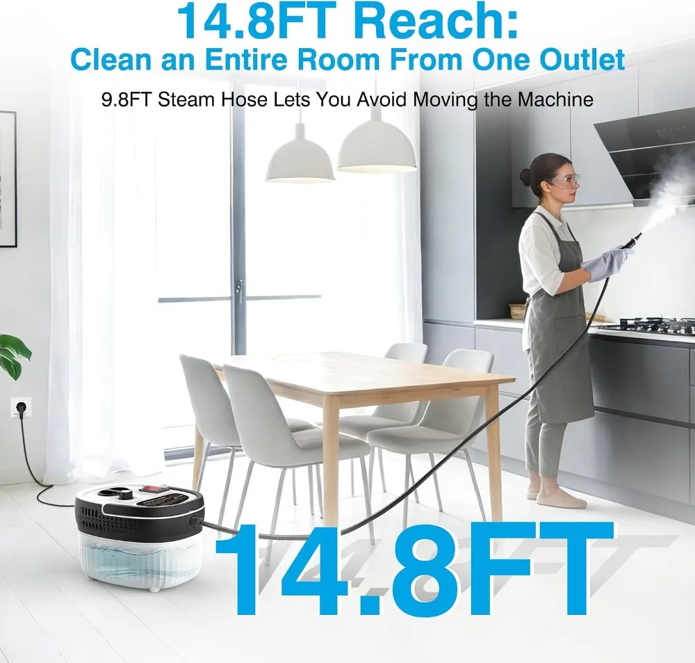 2500W High-Pressure Steam Cleaner for Home & Car, 15s Heat-Up, 6-Level Steam, 17-Pcs Kit, ANSI Z87.1 Goggles view 4