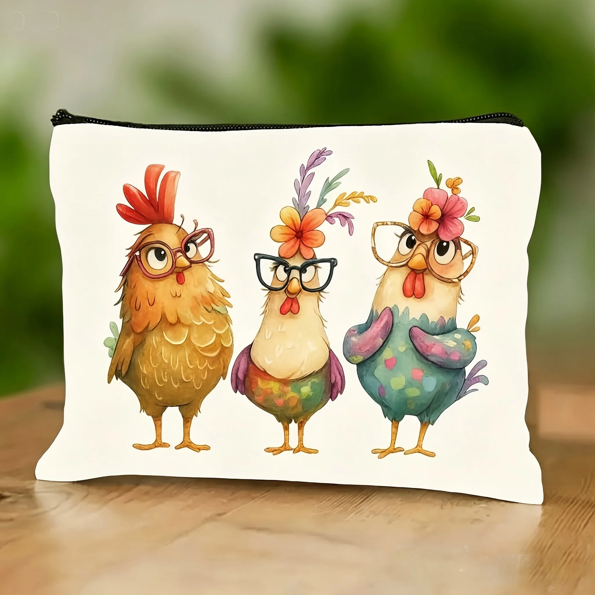 An eye chicken pattern cosmetic bag-cute multifunctional zipper handbag, jewelry storage bag