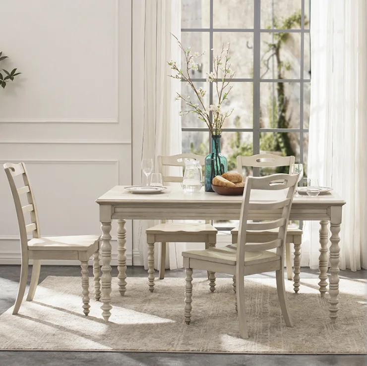 Nordic simple solid wood dining table light luxury log long table all solid wood living room home designer rectangular desk