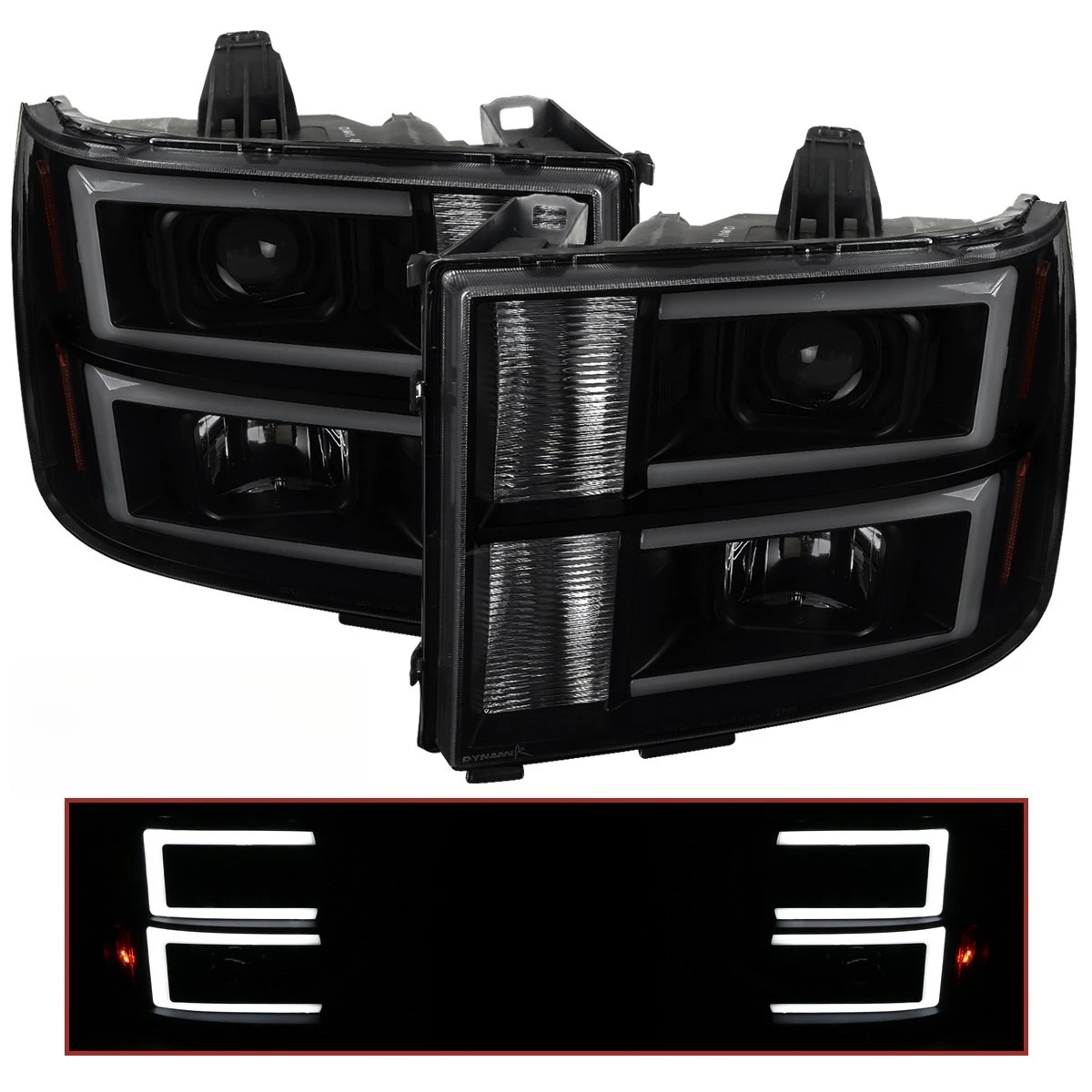 

Black Smoke Projector Headlights Fits 2007-2013 GMC Sierra 1500 2500HD 3500HD