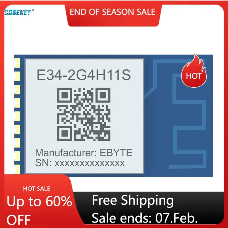 Модуль беспроводной передачи данных UART 2,4G CDSENET E34-2G4H11S полудуплексный TTL, высокая скорость, низкая мощность, 11 дБм, GFSK, большое расстояние