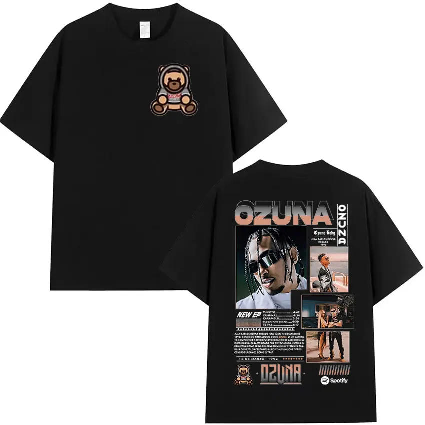 Rapper Ozuna 2024 Album Graphic T Shirts Men's Retro Fashion Short Sleeve T-shirt Man Hip Hop Oversized Cotton Tshirt Streetwear