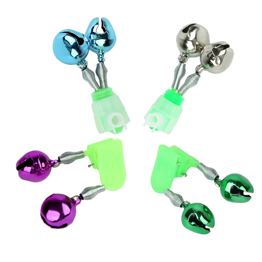 FISH KING 10PCS/LOT Alarms Rod Bell Rod Clamp Tip Clip Bells Ring Green ABS Fishing Accessory Gifts Outdoor Metal