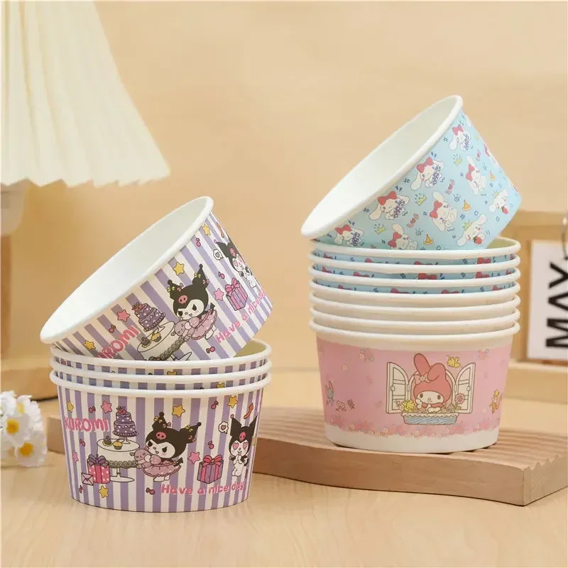 10pcs Cinnamoroll MINISO Kuromi Ins Anime Birthday Cutlery Cute Cartoon My Melody Disposable Paper Bowl Picnic Box Gifts Toys