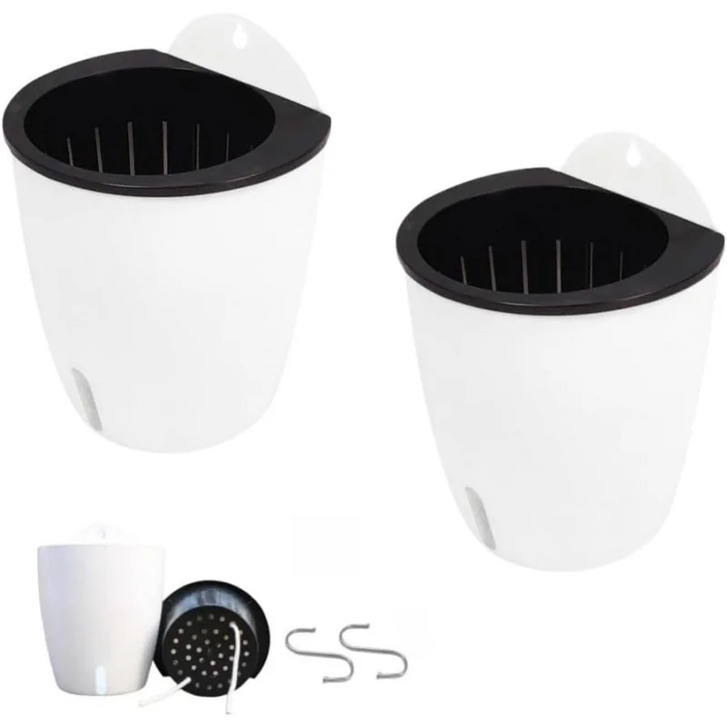 Wall-Mounted Flower Pot Automatic Water-Absorbing Plastic Soil Or Hydroponics System Pot For Wall Balcony Flower Pot Holder
