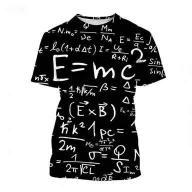 Men's Mathematical Formula Printed Fun Casual Loose Street Men's Short Sleeved T-shirt