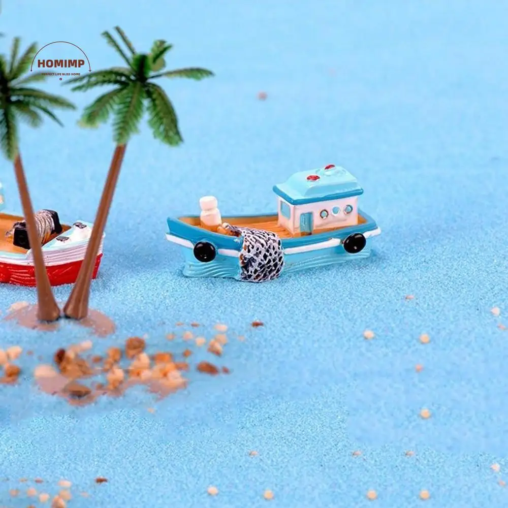 

Crafts Ornament Miniatures Aquarium Ornament Home Fairy Garden Boat Model Micro Landscape Decor Wooden Ship Cake Decoration