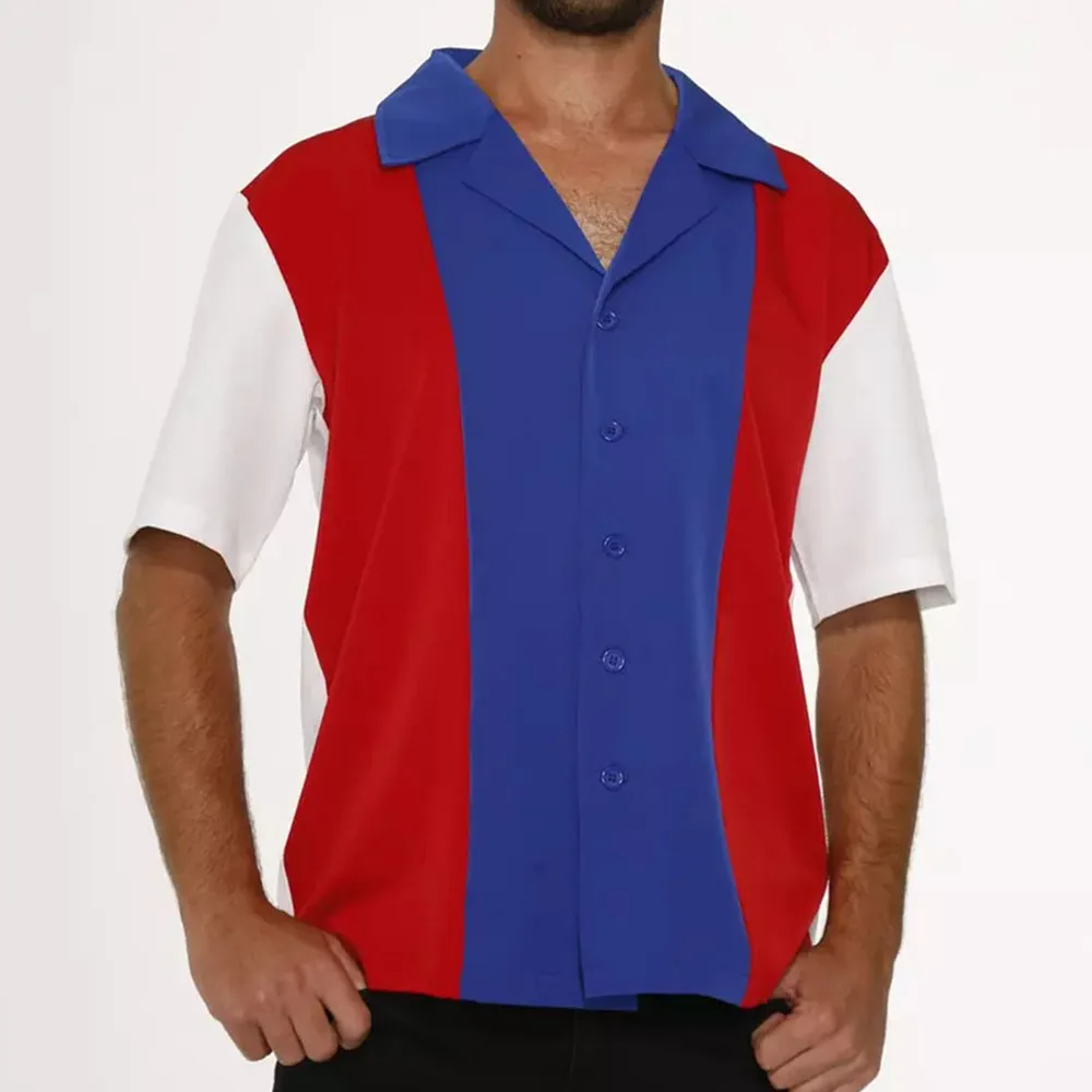 

Белая, красная, синяя рубашка на пуговицах, мужские свободные повседневные рубашки с 3D принтом, модная мужская уличная одежда с коротким рукавом, унисекс, топы в уличном стиле