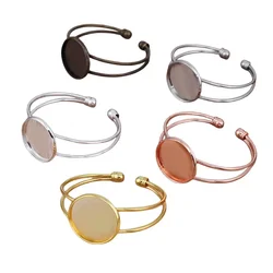 BoYuTe (5 Pieces/Lot) 20mm 25mm Cabochon Bracelet Base DIY Metal Brass Blank Bracelet Tray Handmade Jewelry Accessories