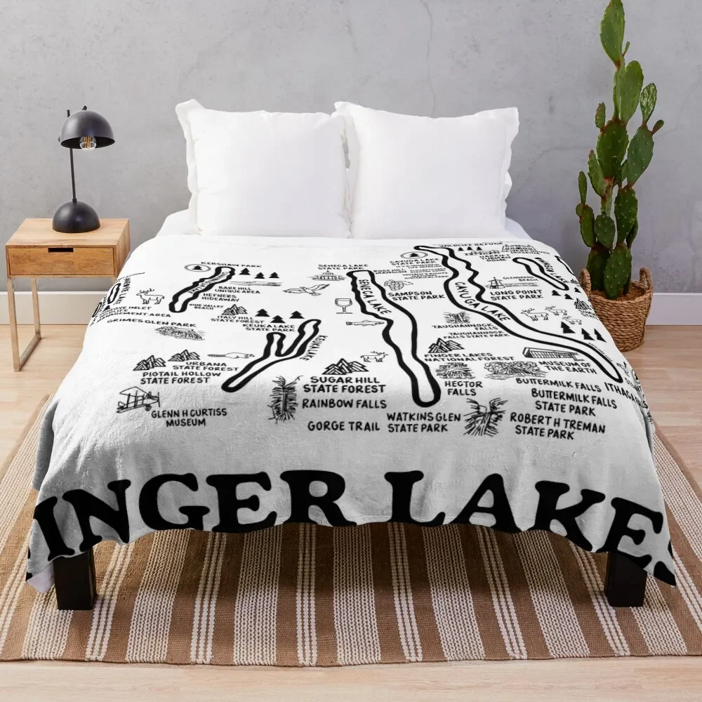 

Finger Lakes Map Throw Blanket Hairys Fluffy Softs blankets ands Cute Blankets