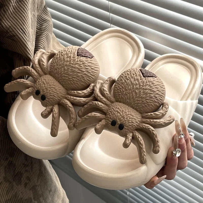 

Women's Funny Spider Platform Slippers Summer Cartoon Thick Sole Indoor Bathroom Sandals Cute Home Beach Slides for Female