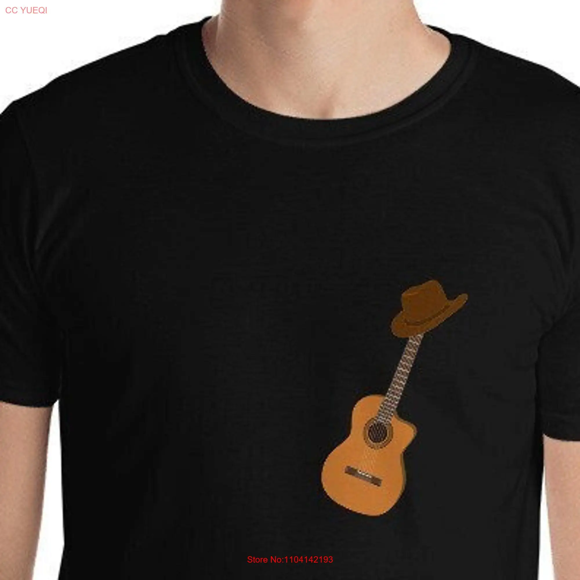 Guitar and Cowboy Hat T Shirt Great for Players Musicians Country Music Lovers long or short sleeves