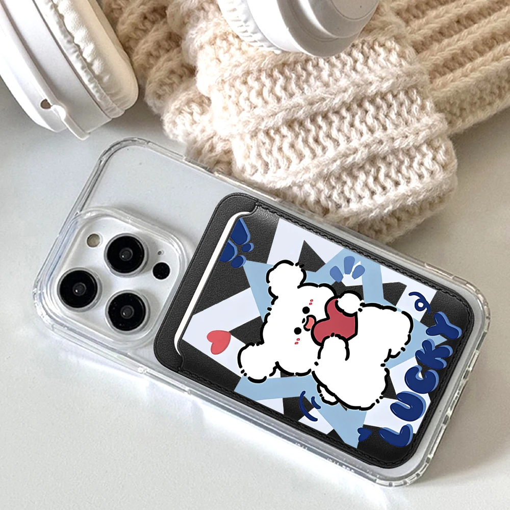 Lucky Puppy Leder-Kartenetui Handyhülle Kartenhalter für Magnetische Hülle Geeignet für alle iPhone Magsafe Karten-Handy-Rückseiten-Taschen – Detail 7