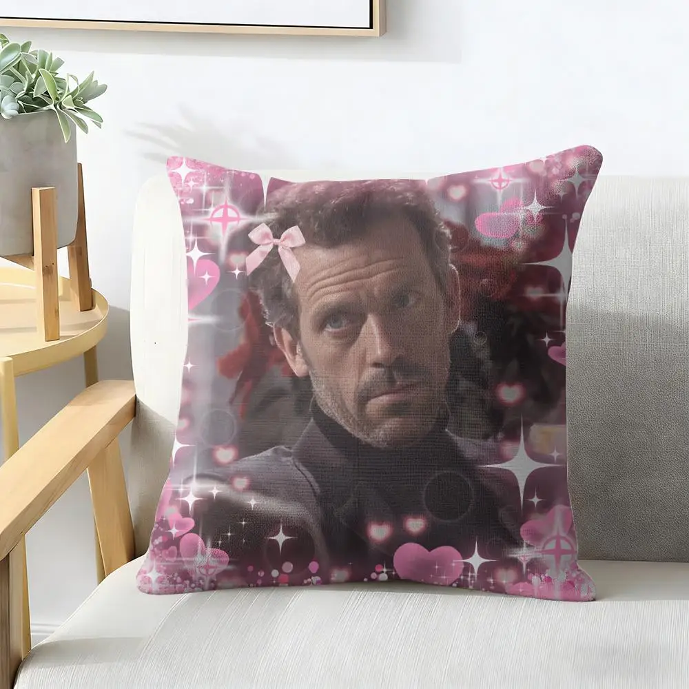 TV Show H-House MD Enamel Cushion Cover Natural Linen Organic Fabric Double-Sided Printing Breathable For Decor