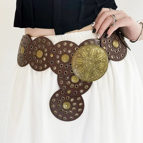 Imagen 2 del producto Cinturón vaquero ancho ahuecado de estilo occidental para mujer, accesorios de vestir, Retro, suave y duradero