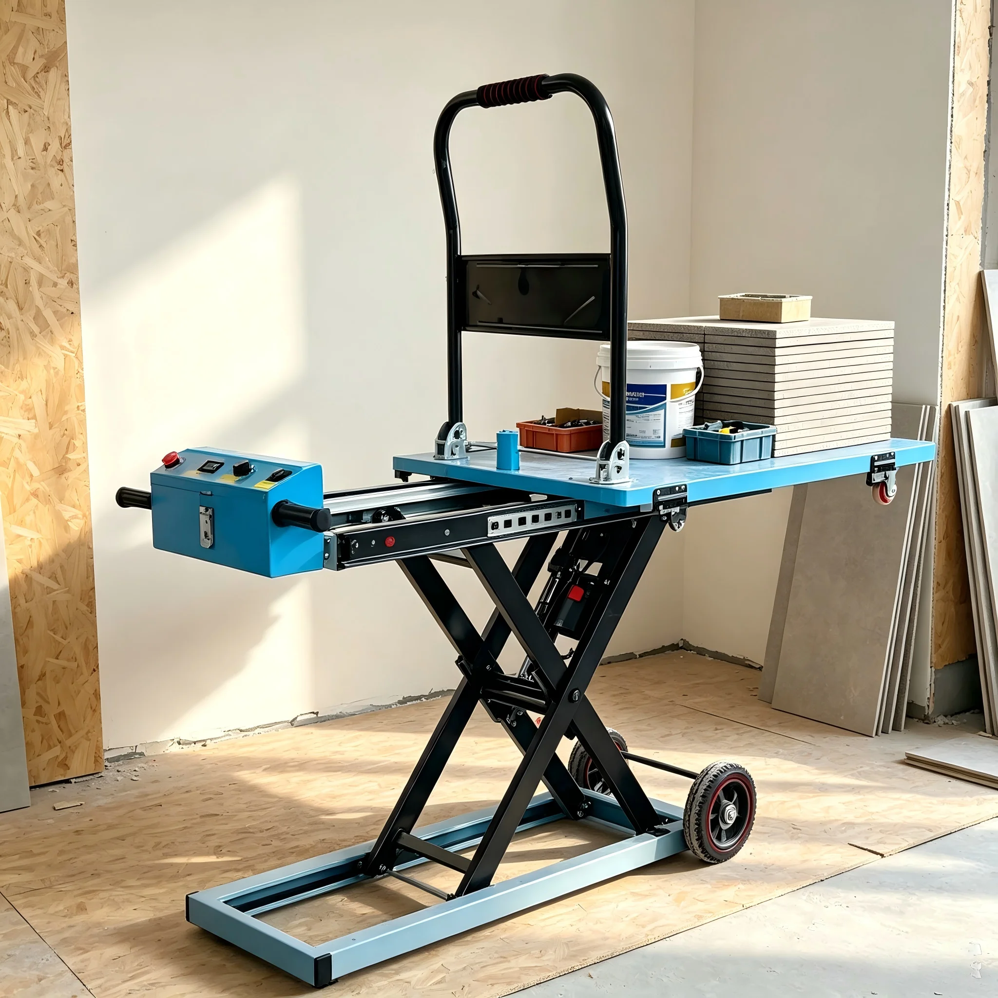 250KG Lifting Trolley Trade Flatbed Greenhouse Trolleys Dolly Electric Hydraulic Transportation Hand Truck Cart
