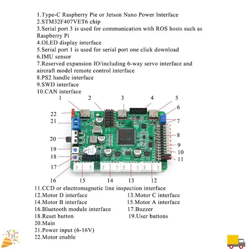 Stm32f407 Roboter Control Board ROS Smart Auto Hauptsteuerung 4WD Hindernis Vermeidung Für Raspberry Pi Jetson Nano KÖNNEN Port Langlebig