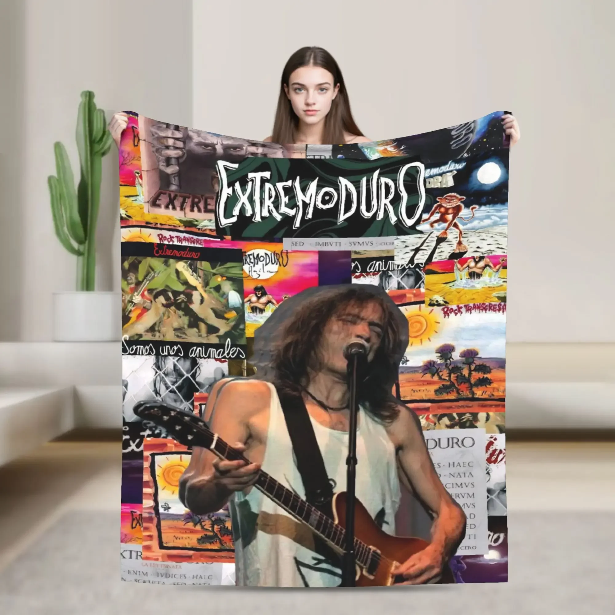

Super Soft Extremoduro Rock Band Tour Throw Blanket Premium Fleece Flannel Lightweight Cozy Plush Bed Blanket for Home and Trave