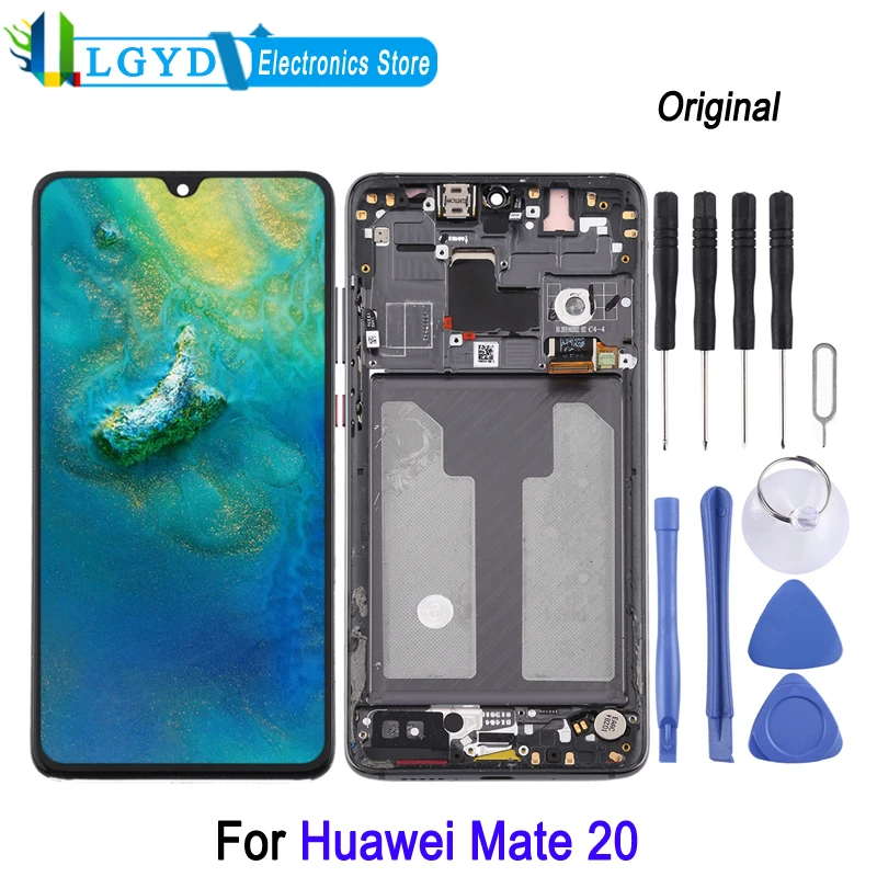 

ЖК-экран OLED 6,53 дюйма для Huawei Mate 20, дисплей для телефона, сенсорный экран с рамкой, полная сборка, запасная часть для ремонта