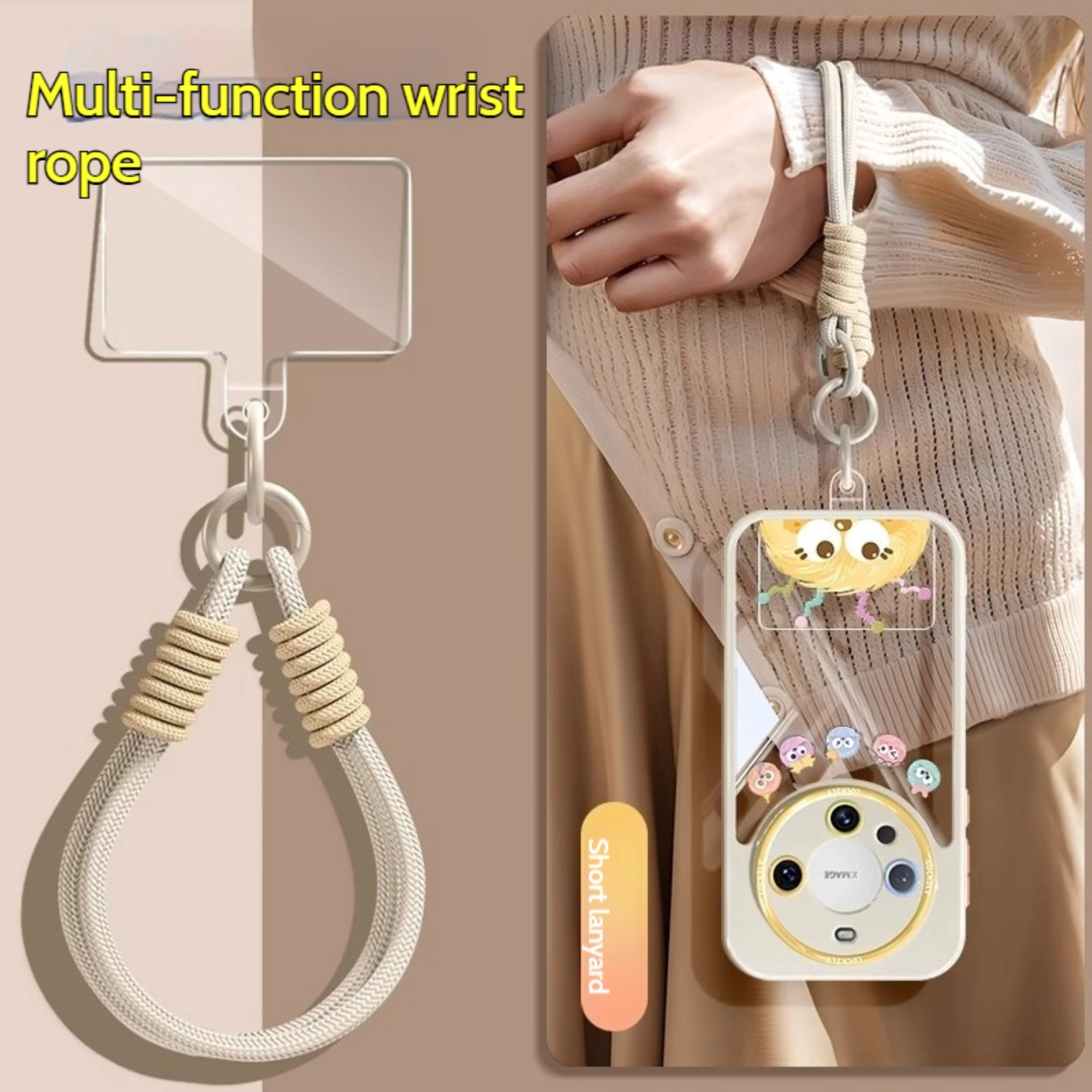 For Mobile Phone Lanyard Pendant Pendant Can Be Portable Easy To Carry Wristband Advanced Solid Color Short Keychain Bag Chain