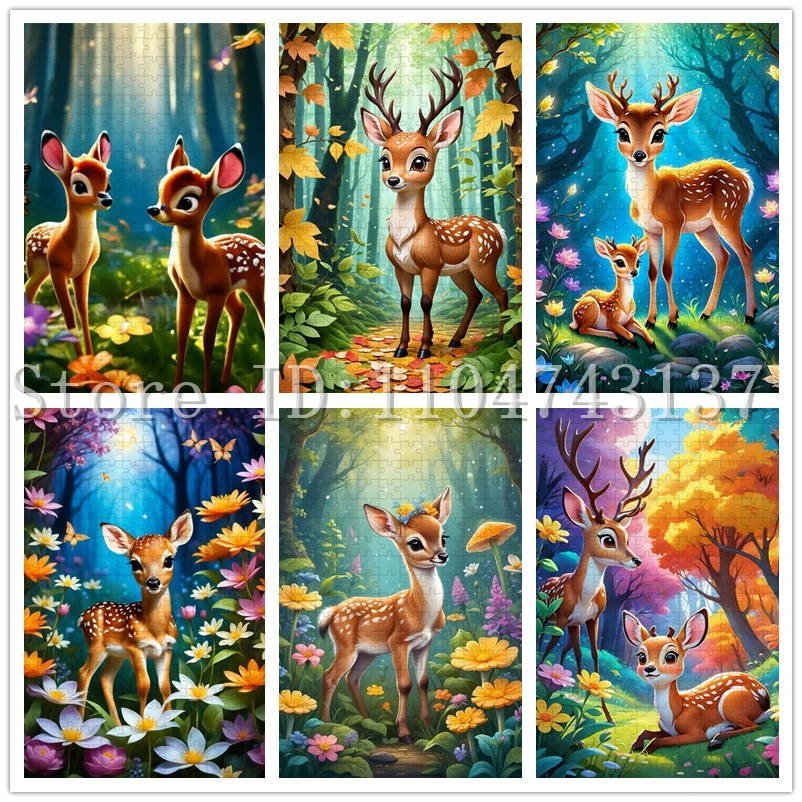 

Пазлы с оленями Disney Bambi для детей, интеллект, образование, мультяшные головоломки, забавные игры, хобби ручной работы
