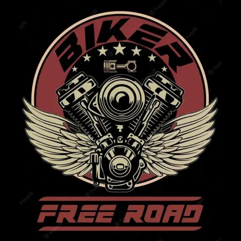 Vintage Wing Engine Free Road Motorcycle Biker T-Shirt 100% Cotton O-Neck Short Sleeve Summer Casual Mens T-shirt Streetwear