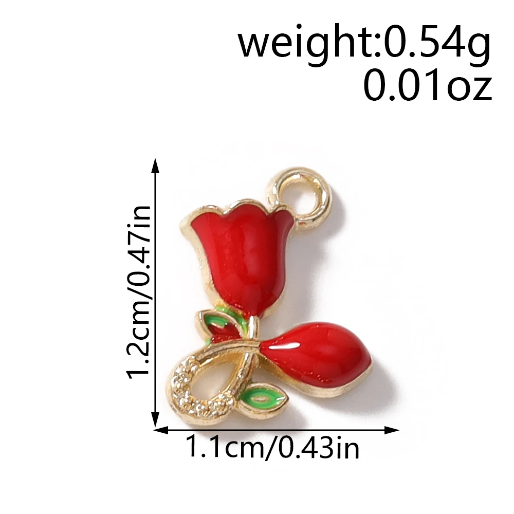 Leslie 20 Stück Charms, 11 x 12 mm, niedlicher bunter Rosenblüten-Charm-Anhänger für handgefertigte Ohrringe, Armbänder, Halsketten, Schmuckherstellung, Basteln – Detail 1